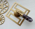 Square gold brass geometric pattern backplates for drawer handles/Brass square back plates for cabinet pulls/Modern square gold backplate