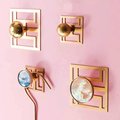 Square gold brass geometric pattern backplates for drawer handles/Brass square back plates for cabinet pulls/Modern square gold backplate