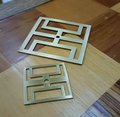 Square gold brass geometric pattern backplates for drawer handles/Brass square back plates for cabinet pulls/Modern square gold backplate