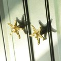 Detailed brass starfish drawer handle/Star fish cabinet pull/Gold beach themed door handle/Seaside decor drawer knob/gold furniture hardware