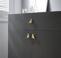 Gold solid brass cat cabinet pull/Gold cat shaped door handle/Cat design drawer pull/Unique gold brass furniture hardware/Screw in handle