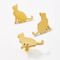 Gold solid brass cat cabinet pull/Gold cat shaped door handle/Cat design drawer pull/Unique gold brass furniture hardware/Screw in handle