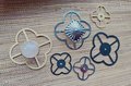 Clover shaped geometric pattern backplate for drawer handles/Gold, Silver or black back plates for cabinet pulls/Modern handle backplates