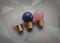 Polished pink, white or purple crystal ball drawer handle/Crystal and brass drawer pull/Gemstone door knob/polished stone cabinet handle