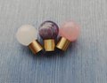 Polished pink, white or purple crystal ball drawer handle/Crystal and brass drawer pull/Gemstone door knob/polished stone cabinet handle