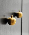 Small golden apple cabinet pull/Brass apple shaped door knob/Autumn theme decor/Brass drawer handle/home improvement/Gold apple door handle