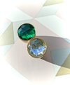 Sparkly green or clear glass crystal and brass cabinet pull/Glittery cone shape door handle/Small crystal drawer knob/Crystal drawer handle