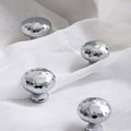 Round shiny silver hammered brass cabinet handle/Glittery silver drawer knob/Polished textured door handle/Solid brass furniture hardware