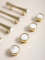 Shiny gold brass and marble bar handle/Luxury hardware/Shiny brass and white marble door handle/white marble drawer pull/Gold cabinet handle