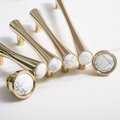 Shiny gold brass and marble bar handle/Luxury hardware/Shiny brass and white marble door handle/white marble drawer pull/Gold cabinet handle