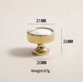 Shiny gold brass and marble bar handle/Luxury hardware/Shiny brass and white marble door handle/white marble drawer pull/Gold cabinet handle