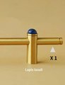 Gold brass and gemstone stud bar handle/Brass and stone drawer pull/Brass hardware for kitchen, bathroom or bedroom/Wardrobe door handle