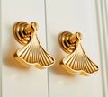 Shiny gold ginkgo drop leaf drawer handle/leaf shaped cabinet pull/gold leaf drawer pull/gold furniture hardware/gold cabinet door handle