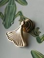 Shiny gold ginkgo drop leaf drawer handle/leaf shaped cabinet pull/gold leaf drawer pull/gold furniture hardware/gold cabinet door handle