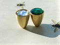 Sparkly green or clear glass crystal and brass cabinet pull/Glittery cone shape door handle/Small crystal drawer knob/Crystal drawer handle