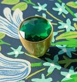 Sparkly green or clear glass crystal and brass cabinet pull/Glittery cone shape door handle/Small crystal drawer knob/Crystal drawer handle