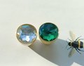 Sparkly green or clear glass crystal and brass cabinet pull/Glittery cone shape door handle/Small crystal drawer knob/Crystal drawer handle