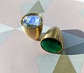 Sparkly green or clear glass crystal and brass cabinet pull/Glittery cone shape door handle/Small crystal drawer knob/Crystal drawer handle