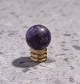 Semi precious stone ball and ridged brass drawer pull/small colourful stone cabinet handle/hardware for small furniture/gemstone door knob