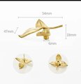 Gold brass leaf sprig cabinet handle/Leaf and stalk shaped drawer pull/Gold brass leaves door knob/brass furniture hardware/Golden leaves