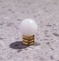 Semi precious stone ball and ridged brass drawer pull/small colourful stone cabinet handle/hardware for small furniture/gemstone door knob