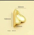 Ornate shiny gold brass cabinet pull/Clover shaped drawer pull/Semi circle door handle/ furniture hardware/kitchen handles/home improvement