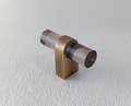 Smoke grey lucite cabinet bar pull handle with bronze fixings/Gray acrylic drawer handle/Grey lucite furniture hardware with bronze fixings