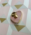 Heart shape rose quartz crystal and brass cabinet handle/Heart shaped gemstone drawer handle/Heart shaped pink crystal door handle