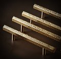Hand finished hammered brass hexagonal cabinet bar handle/Gold dimpled shiny brass hexagonal drawer pull/Solid brass geometric door handle