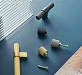 Gold Silver or black textured metal bar handle with wide base/Improved grip cabinet pull/brass kitchen cabinet handle/modern brass hardware