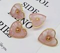 Heart shape rose quartz crystal and brass cabinet handle/Heart shaped gemstone drawer handle/Heart shaped pink crystal door handle