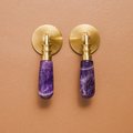 Crystal and brass drop handle/Gemstone drop drawer pull/Semi precious stone drop cabinet pull/Crystal furniture hardware/Amethyst door knob