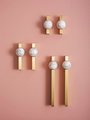 White and grey marble stone ball and brass bar handle/Marble stone drawer pull/unique cabinet handle/IKEA hack/wardrobe door handle
