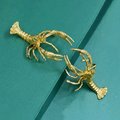 Gold solid brass lobster cabinet pull/Sea creature shaped door handle/beach themed drawer knob/brass furniture hardware/Crab shaped handle