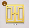 Square gold brass geometric pattern backplates for drawer handles/Brass square back plates for cabinet pulls/Modern square gold backplate