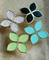 Clover shaped gold drawer handle/Flower shaped cabinet handle with coloured resin inserts/Nursery decor door knobs/IKEA hack door pull