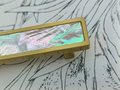 Rainbow abalone shell drawer pull/Pearl cabinet pull/Mother of pearl door handle/Iridescent Drawer handle/Pearl and brass furniture hardware