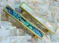 Rainbow abalone shell drawer pull/Pearl cabinet pull/Mother of pearl door handle/Iridescent Drawer handle/Pearl and brass furniture hardware