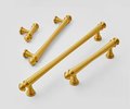Satin gold French style cabinet bar handle/Unusual matte gold ball design cabinet drawer pull/Gold furniture hardware/Brass kitchen hardware
