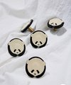 Black and white panda drawer handle/Leather panda cabinet pull/Kids panda door handle/Leather hardware/Childrens decor/Panda door knob