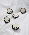 Black and white panda drawer handle/Leather panda cabinet pull/Kids panda door handle/Leather hardware/Childrens decor/Panda door knob