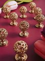 Ornate hollow brass drawer knob/Gold and silver decorative cabinet pull/Regency style door handle/Brass furniture hardware/Rocco drawer pull