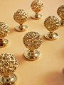 Ornate hollow brass drawer knob/Gold and silver decorative cabinet pull/Regency style door handle/Brass furniture hardware/Rocco drawer pull