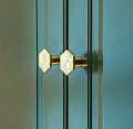 Solid brass scored texture hexagonal drawer pull/hexagonal cabinet handle/geometric door knob/Gold brass furniture hardware/hexagonal handle