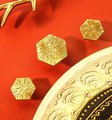 Solid brass scored texture hexagonal drawer pull/hexagonal cabinet handle/geometric door knob/Gold brass furniture hardware/hexagonal handle