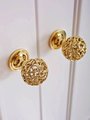Ornate hollow brass drawer knob/Gold and silver decorative cabinet pull/Regency style door handle/Brass furniture hardware/Rocco drawer pull