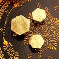 Solid brass scored texture hexagonal drawer pull/hexagonal cabinet handle/geometric door knob/Gold brass furniture hardware/hexagonal handle