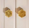 Solid brass scored texture hexagonal drawer pull/hexagonal cabinet handle/geometric door knob/Gold brass furniture hardware/hexagonal handle