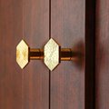 Solid brass scored texture hexagonal drawer pull/hexagonal cabinet handle/geometric door knob/Gold brass furniture hardware/hexagonal handle