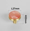 Round red quartz crystal and gold brass cabinet handle/Red gemstone drawer handle/Red semi precious stone drawer pull/Pink crystal door knob
